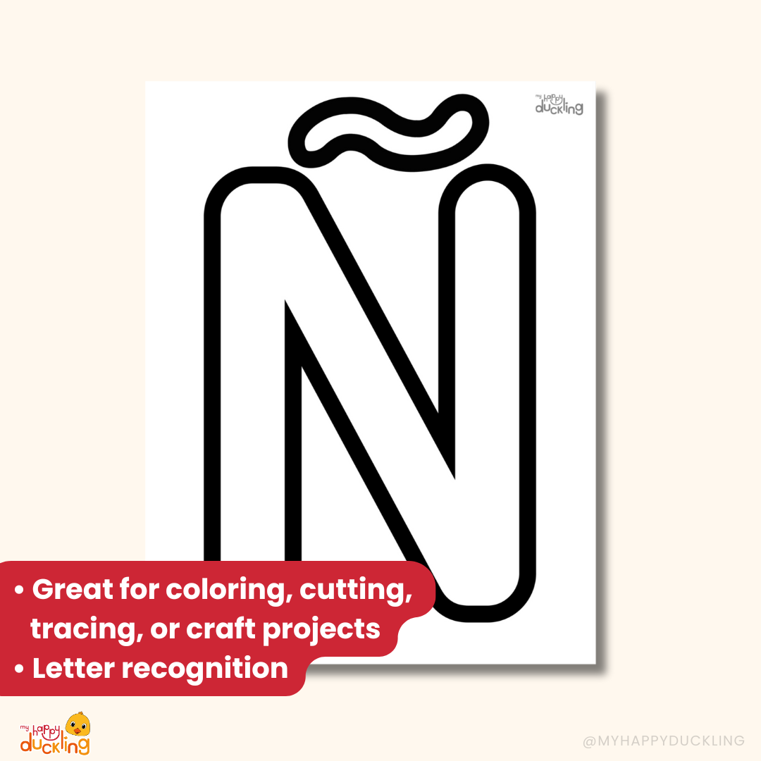 Free uppercase alphabet printable letters A to Z plus Ñ