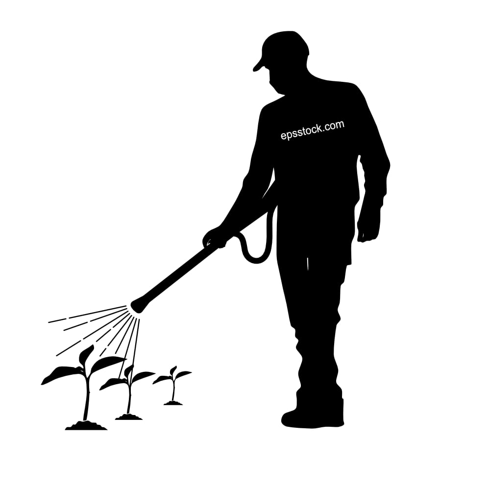 man spraying toxic substances or herbicides on plants