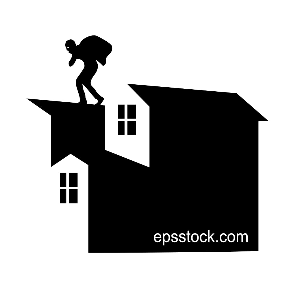 robber on the roof of the house