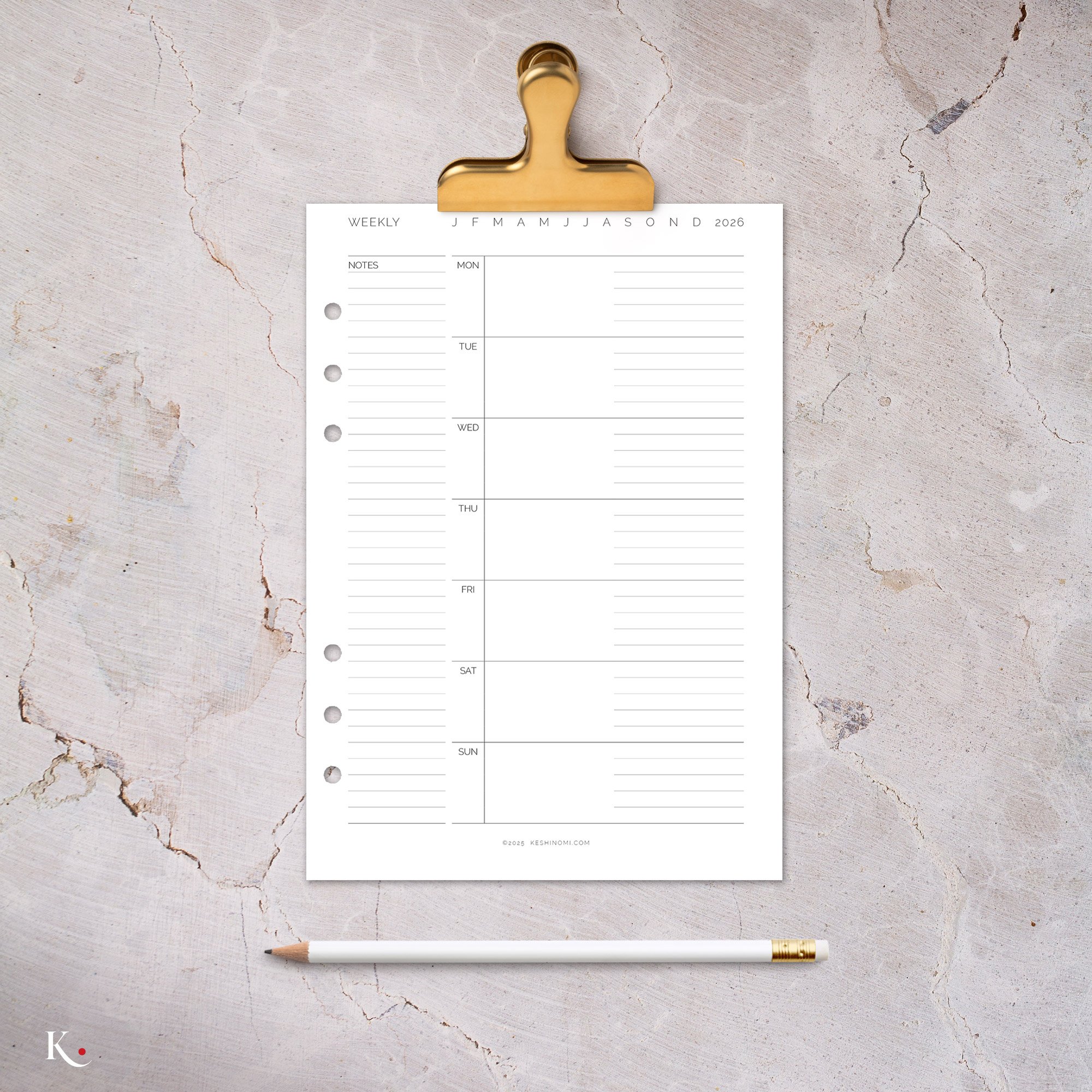 Horizontal Week on One Page | A5 Printable Weekly Planner Insert (New ...