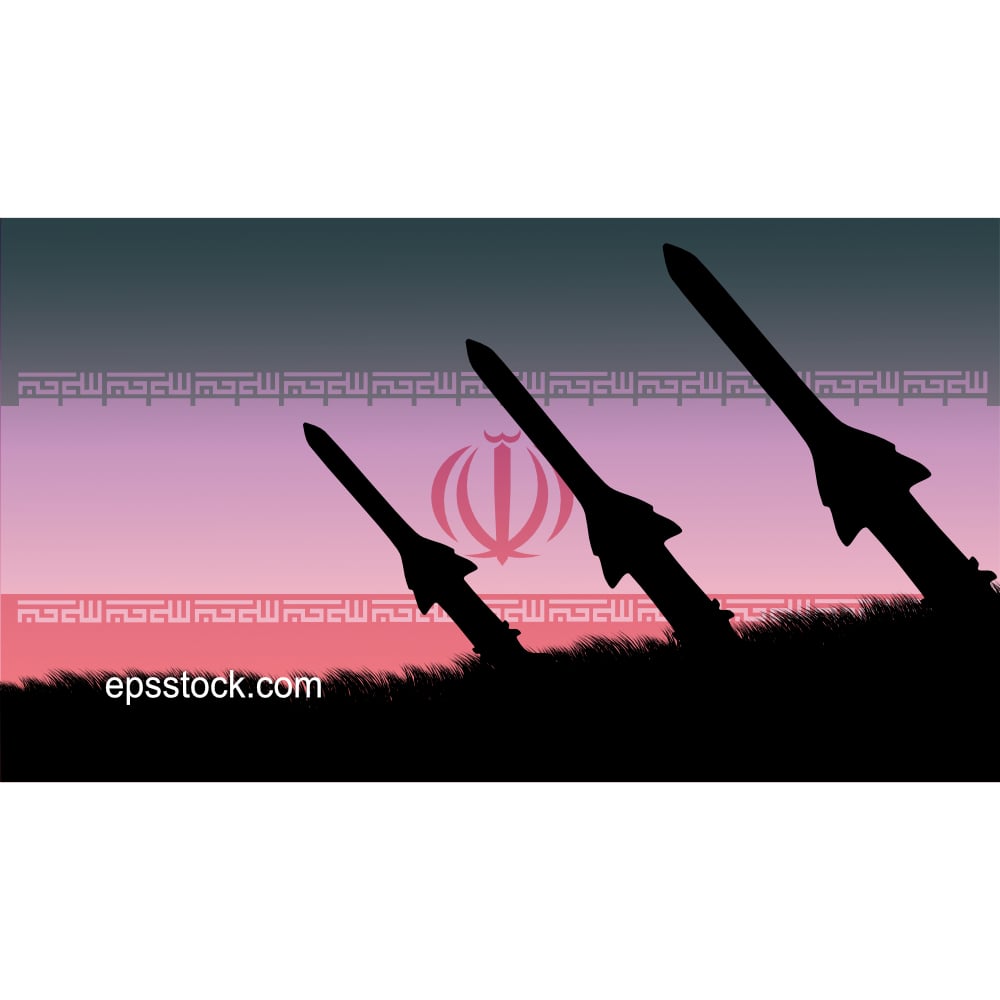 Iran Missile, flat color illustration