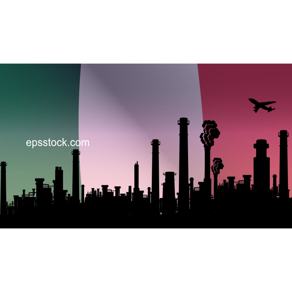 Industry of Italy, flat color illustration