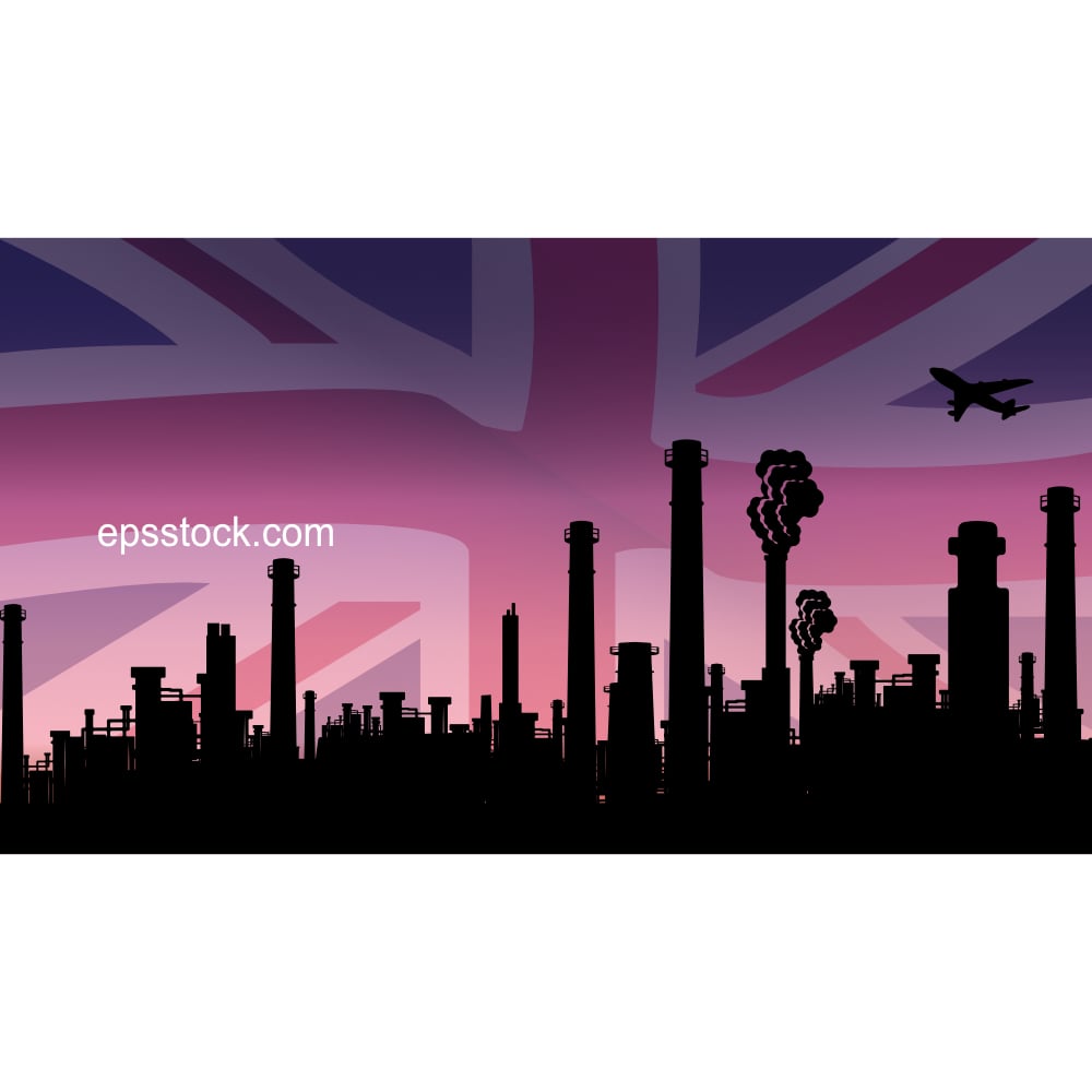 Industry of Great Britain, flat color illustration