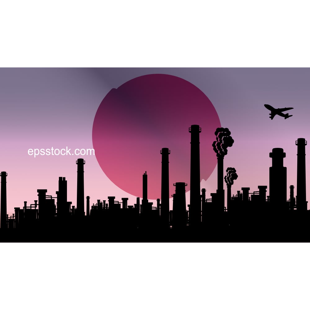 Industry of Japan, flat color illustration