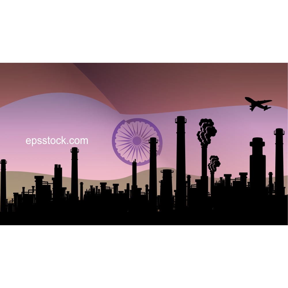 Industry of India, flat color illustration
