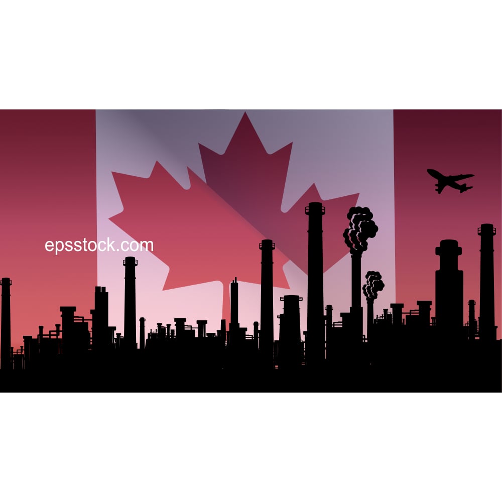 Canada industry, flat color illustration