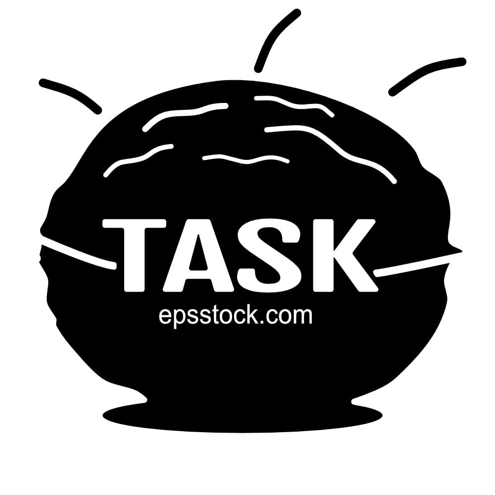task symbol, Walnut with text