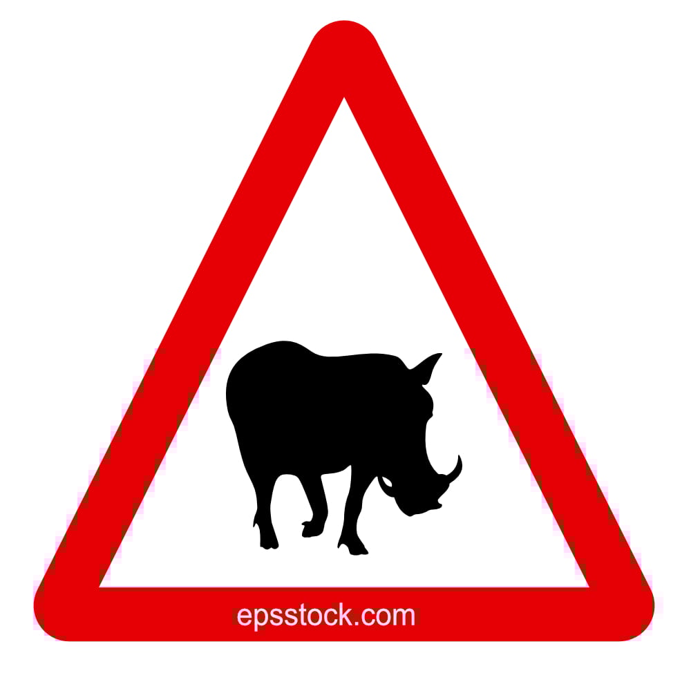 Warthog crossing sign