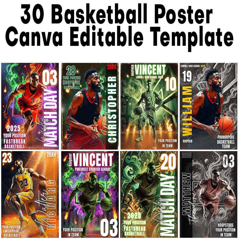 Basketball Canva Template, Sports Poster Design, Basketball Banner, Editable Canva Template, Team Poster Design, Basketball Backdrop, Sports Flyer Canva, Basketball Graphic Bundle, Custom Poster Template, Basketball Printable