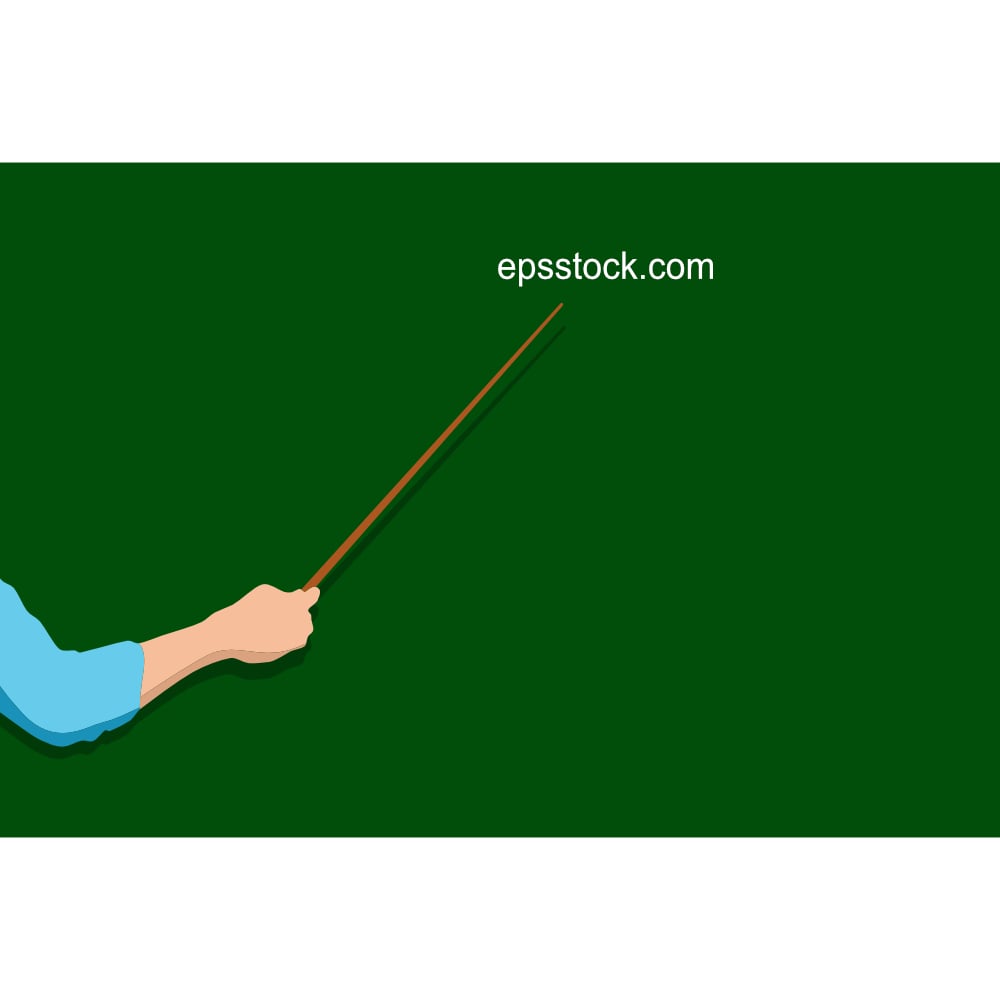 Teacher standing at the blackboard with a stick