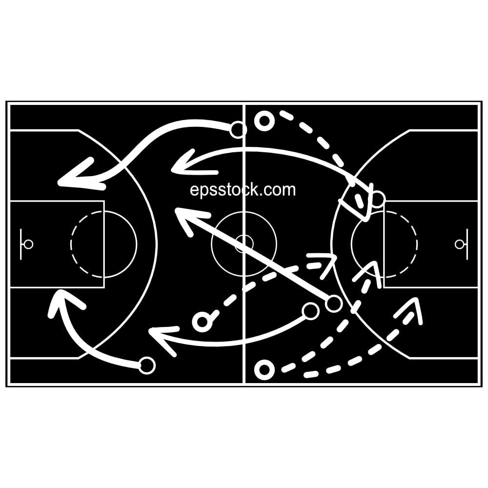 Scheme basketball game on blackboard