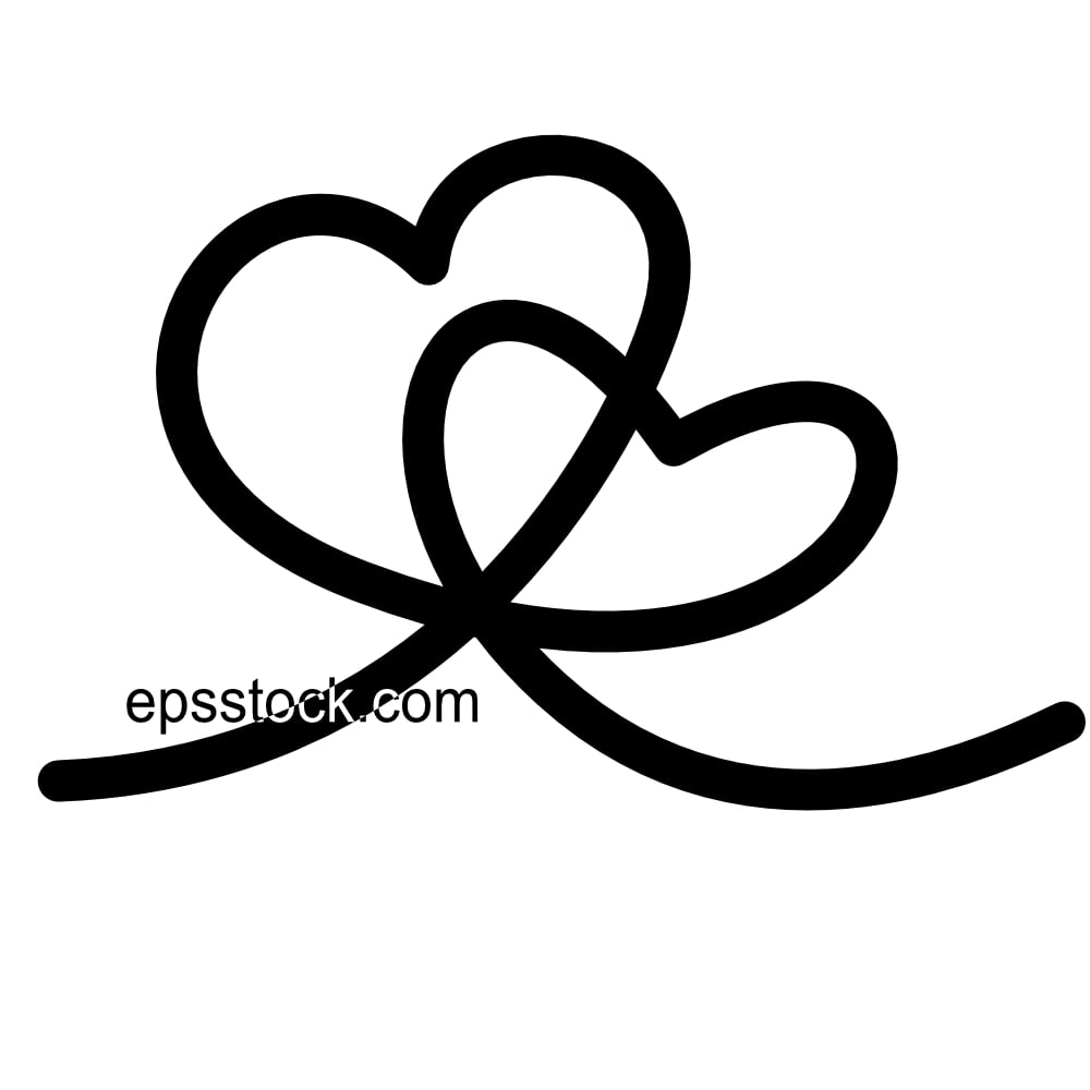 line drawing two hearts