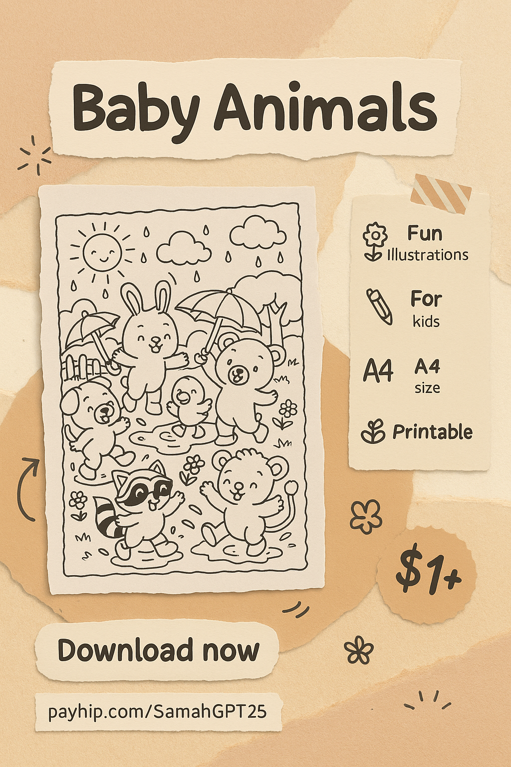 Adorable Baby Animal Coloring Pack