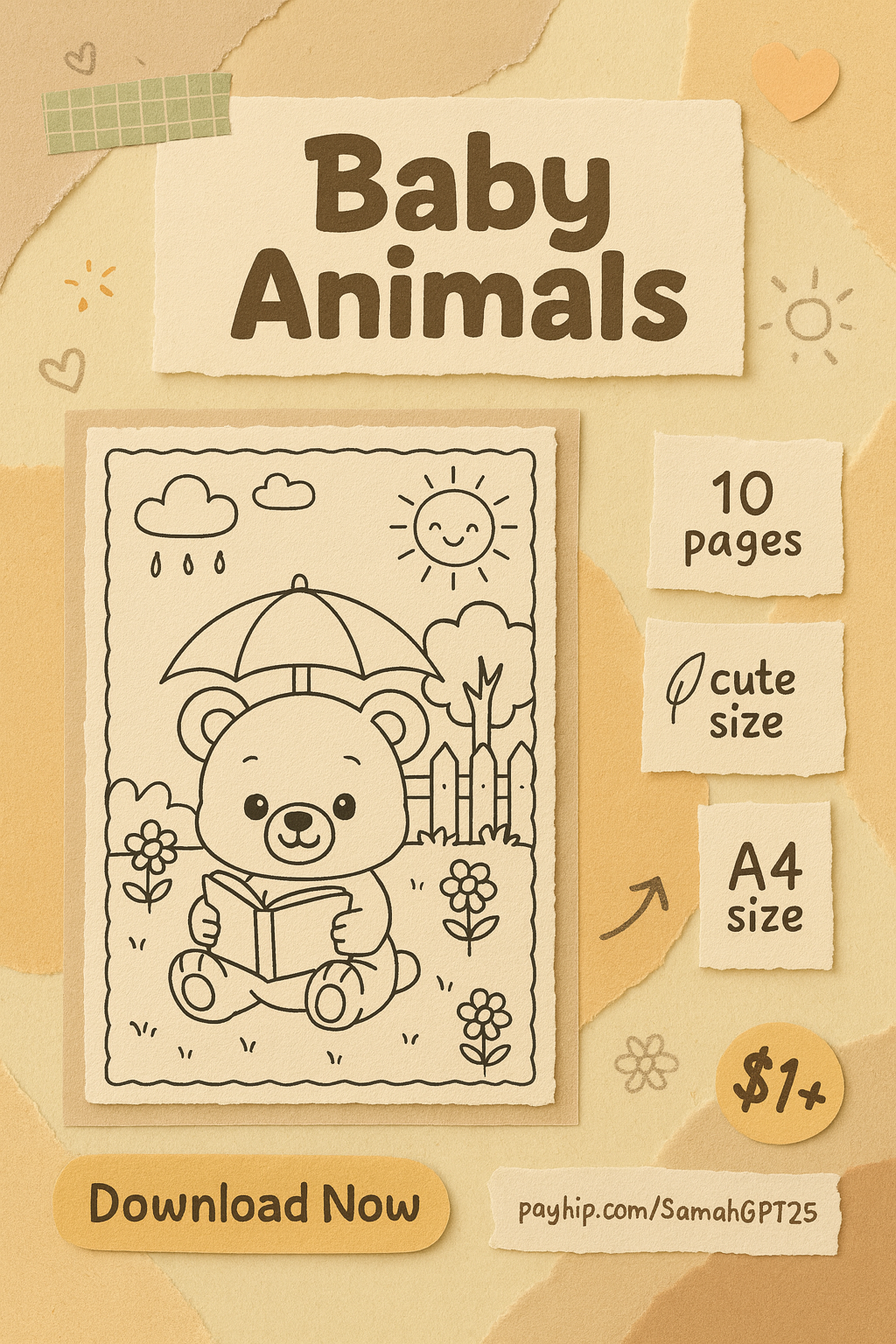 Adorable Baby Animal Coloring Pack