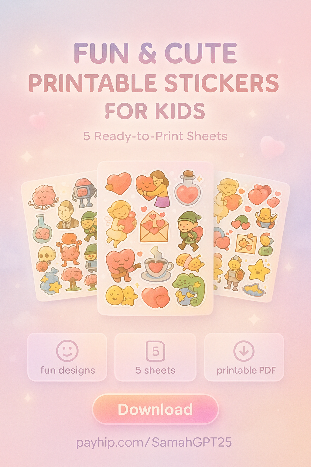 Fun & Cute Printable Stickers for Kids – 5 Ready-to-Print Sheets