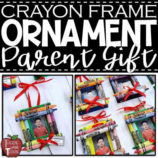 Crayon Picture Frame Ornament Christmas Craft {Student Made Parent Gift}