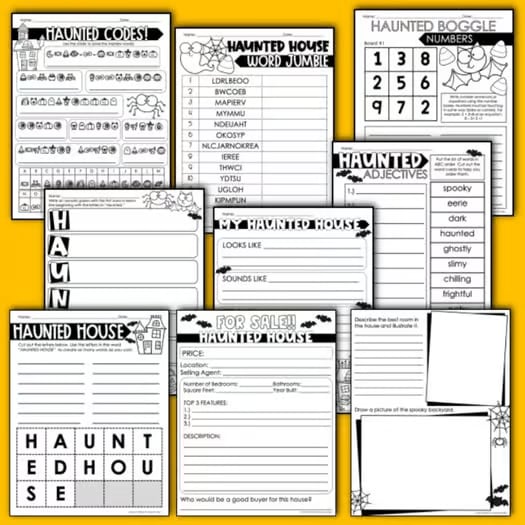 Build a Haunted House Craft: Halloween Writing, Bulletin Board, Coloring Pages