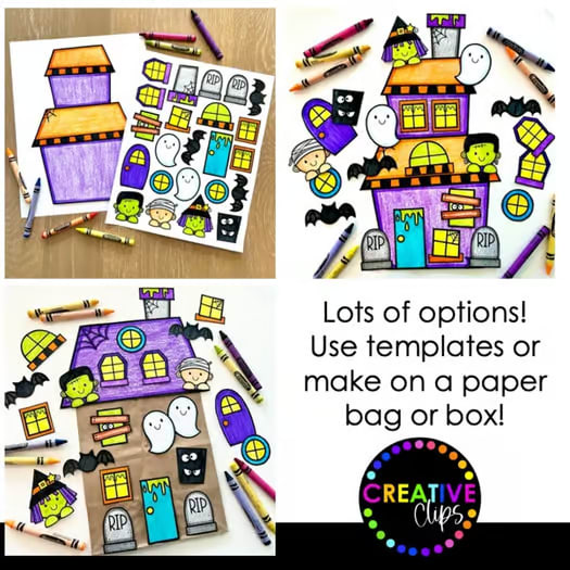 Build a Haunted House Craft: Halloween Writing, Bulletin Board, Coloring Pages