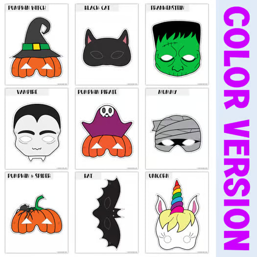 Halloween Mask Set - Printable Craft - Fun Halloween Activity - Halloween Party