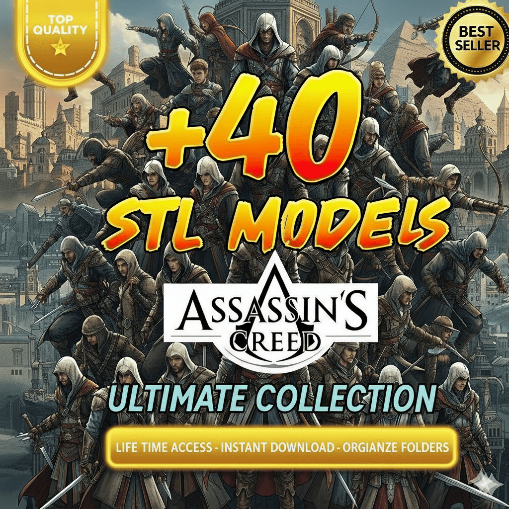 Assassin’s Creed STL Bundle – 40+ 3D printable models including Ezio, Altair, and Eivor – Lifetime Google Drive access