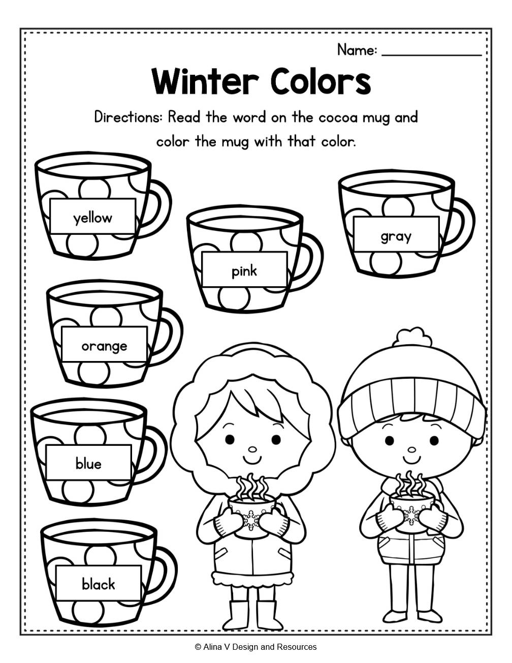 Snow Day Packet Winter Color Math Activities Worksheets Preschool Kindergarten