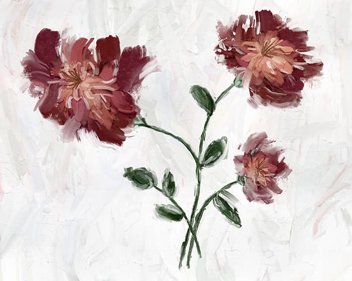 paint palette knife roses digitally in the procreate app with realistic paint brushes