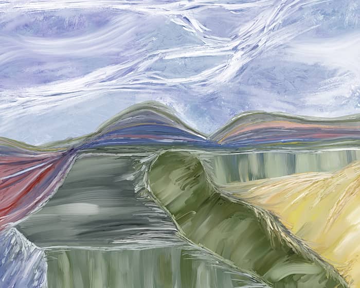 abstract painterly landscape made in Procreate with custom brushes