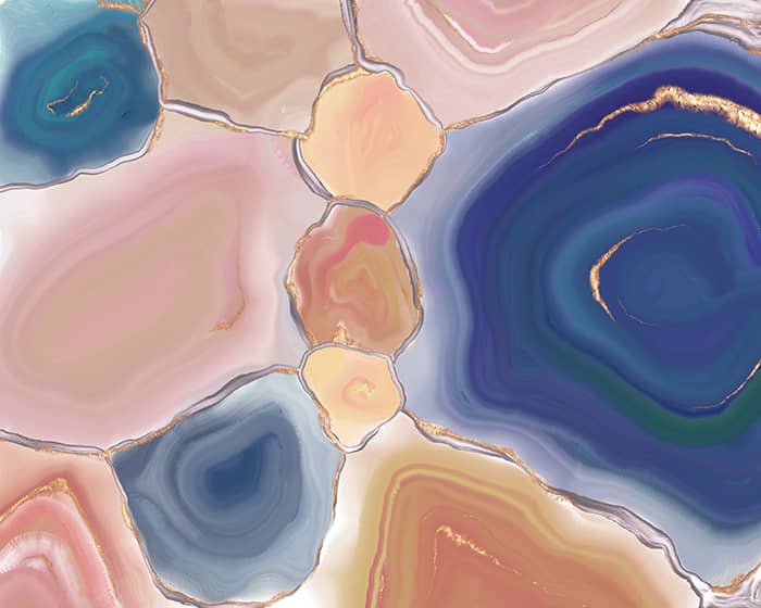 Paint an agate mosiac in the Procreate app with custom painterly and metallic brushes