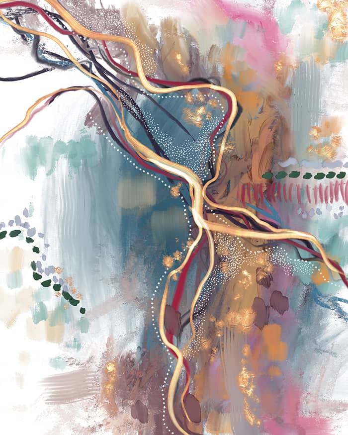 flowing digital abstract artwork made in the procreate app