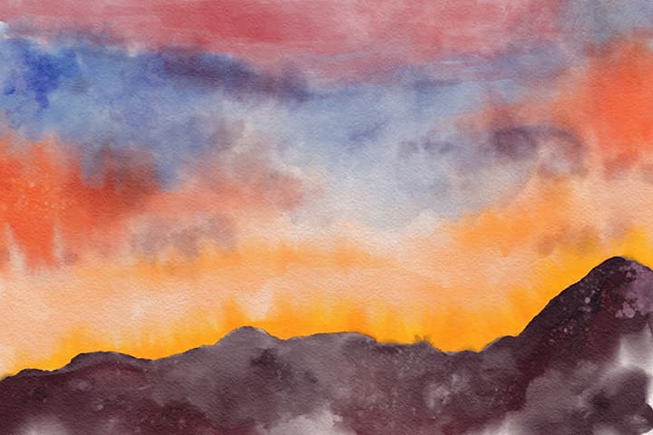 digital watercolor sunset from a reference photo made in the Procreate app