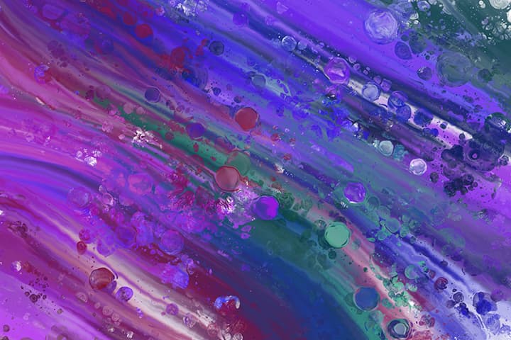 Acrylic pour artwork with cells made digitally in the Procreate app