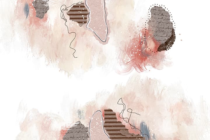 neutral mixed media digital collage made in the Procreate