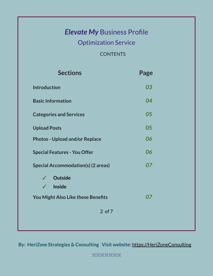 Business Profile Optimization - Service