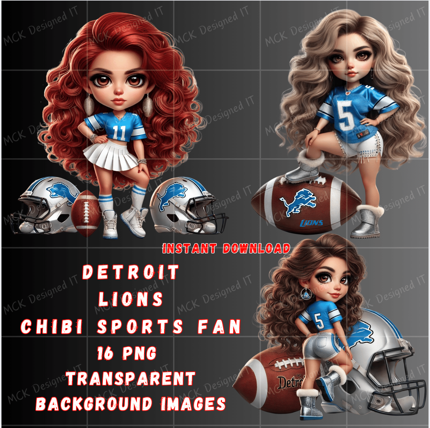 💙🦁 Detroit Lions Chic PNG | Caucasian & Latina Female Football Fan ...