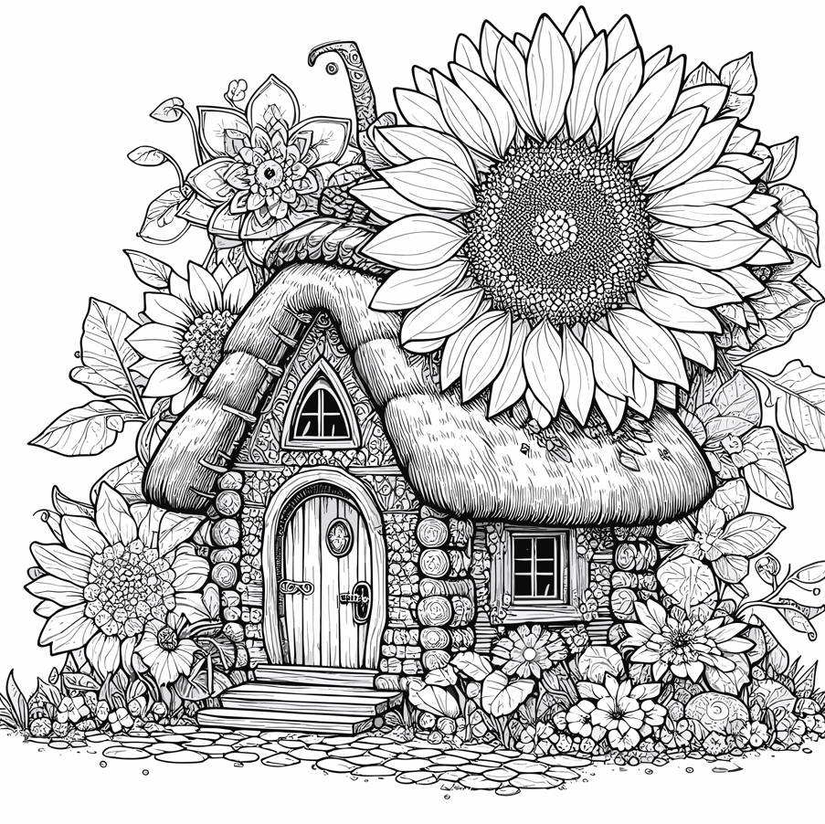 A Whimsical Flower House Coloring Pages