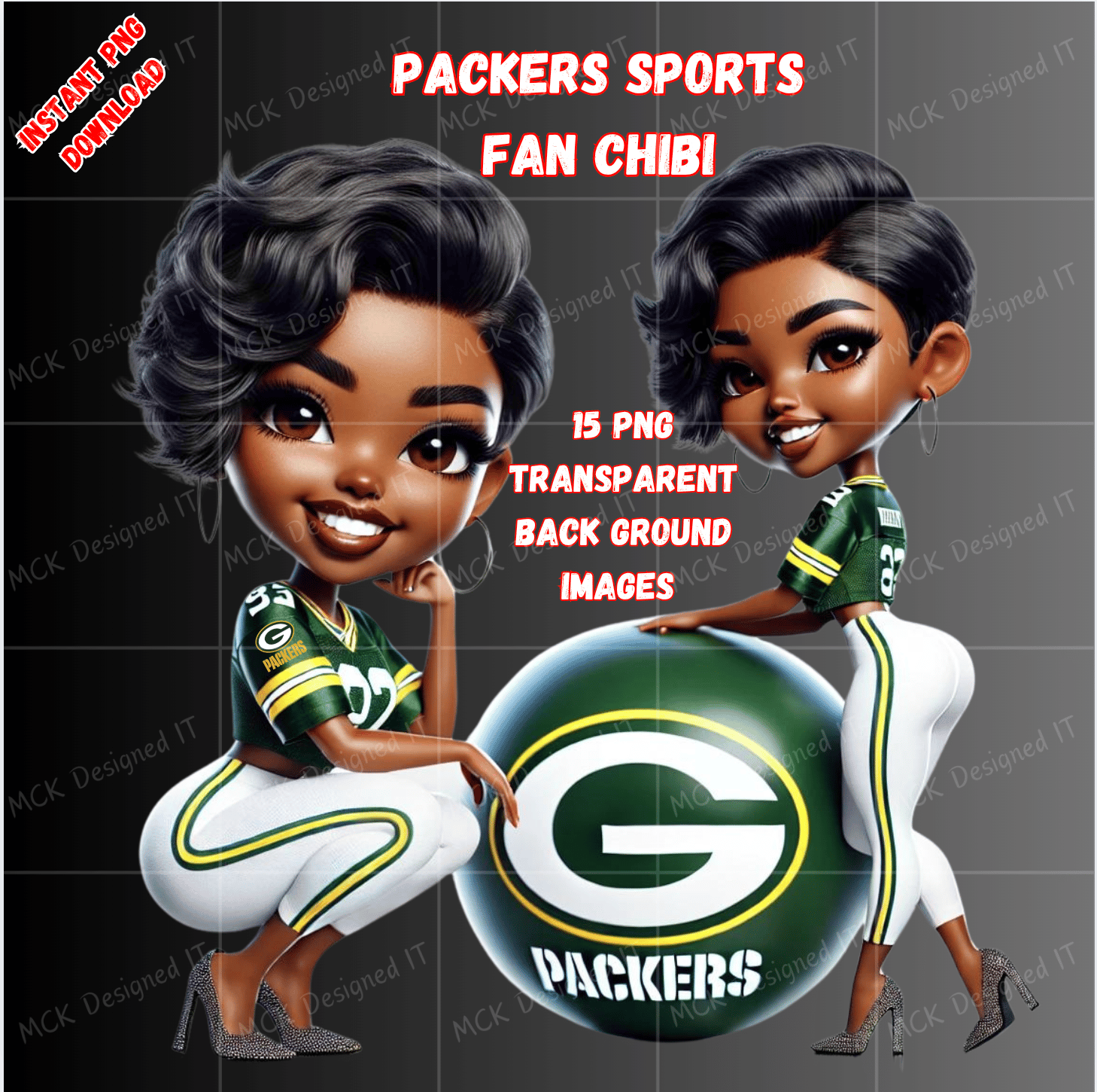 ๐๐ Green Bay Packers Chic PNG | Black Female Football Fan Clipart | NFL ...