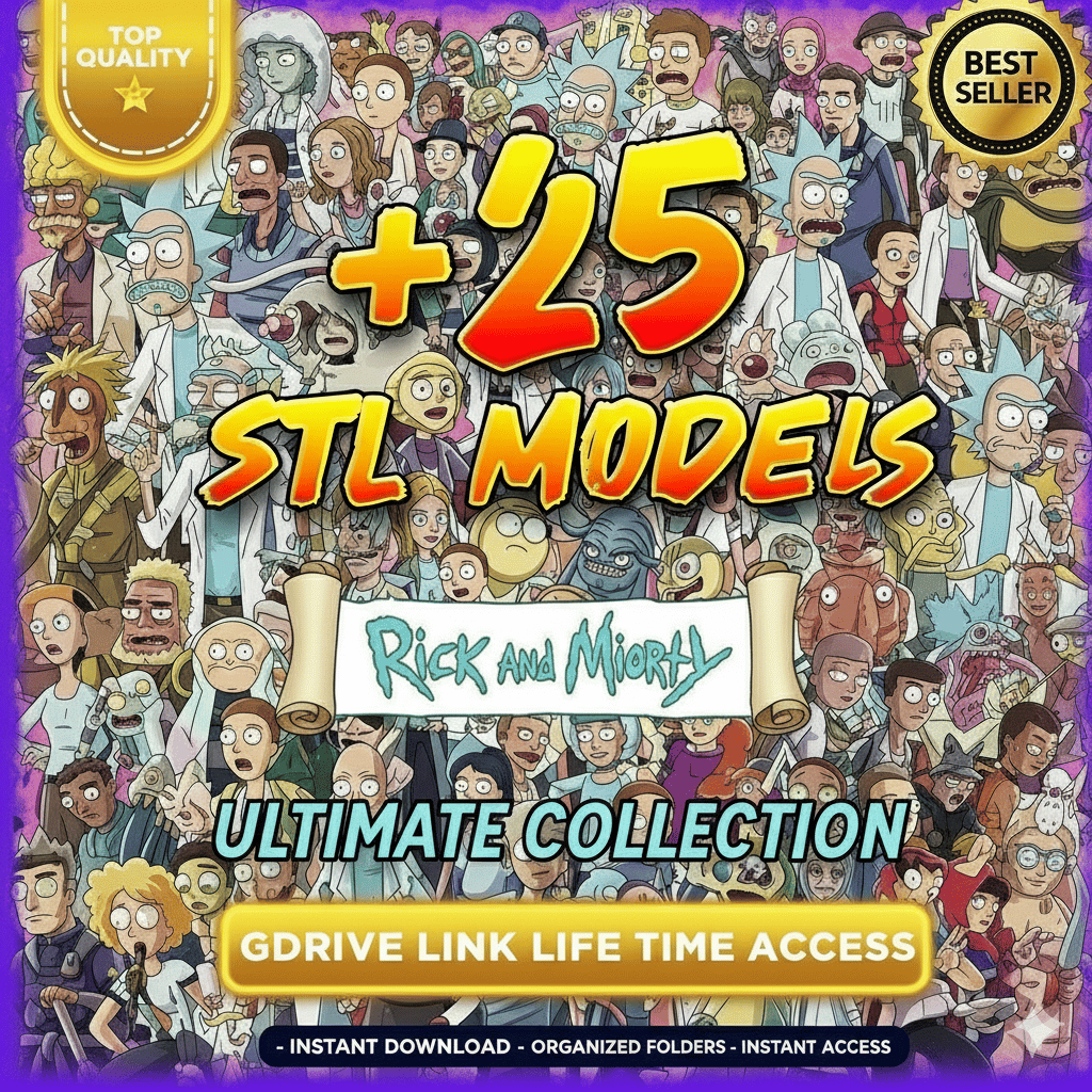Rick and Morty STL Bundle – 25+ 3D printable models of characters from the show – Lifetime Google Drive access