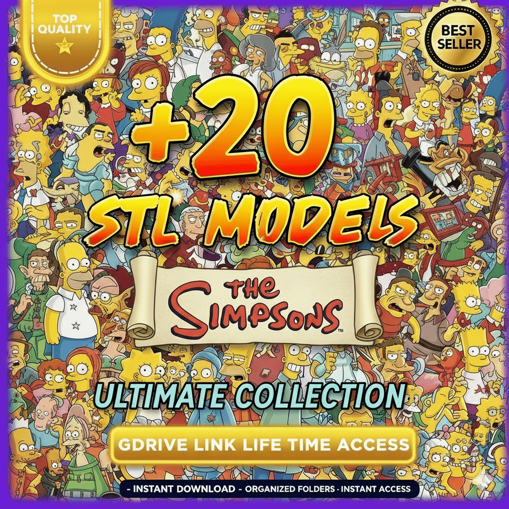 Simpsons STL, Homer STL, Bart Simpson STL, Marge STL, Lisa Simpson 3D model, Cartoon STL bundle, Springfield 3D print