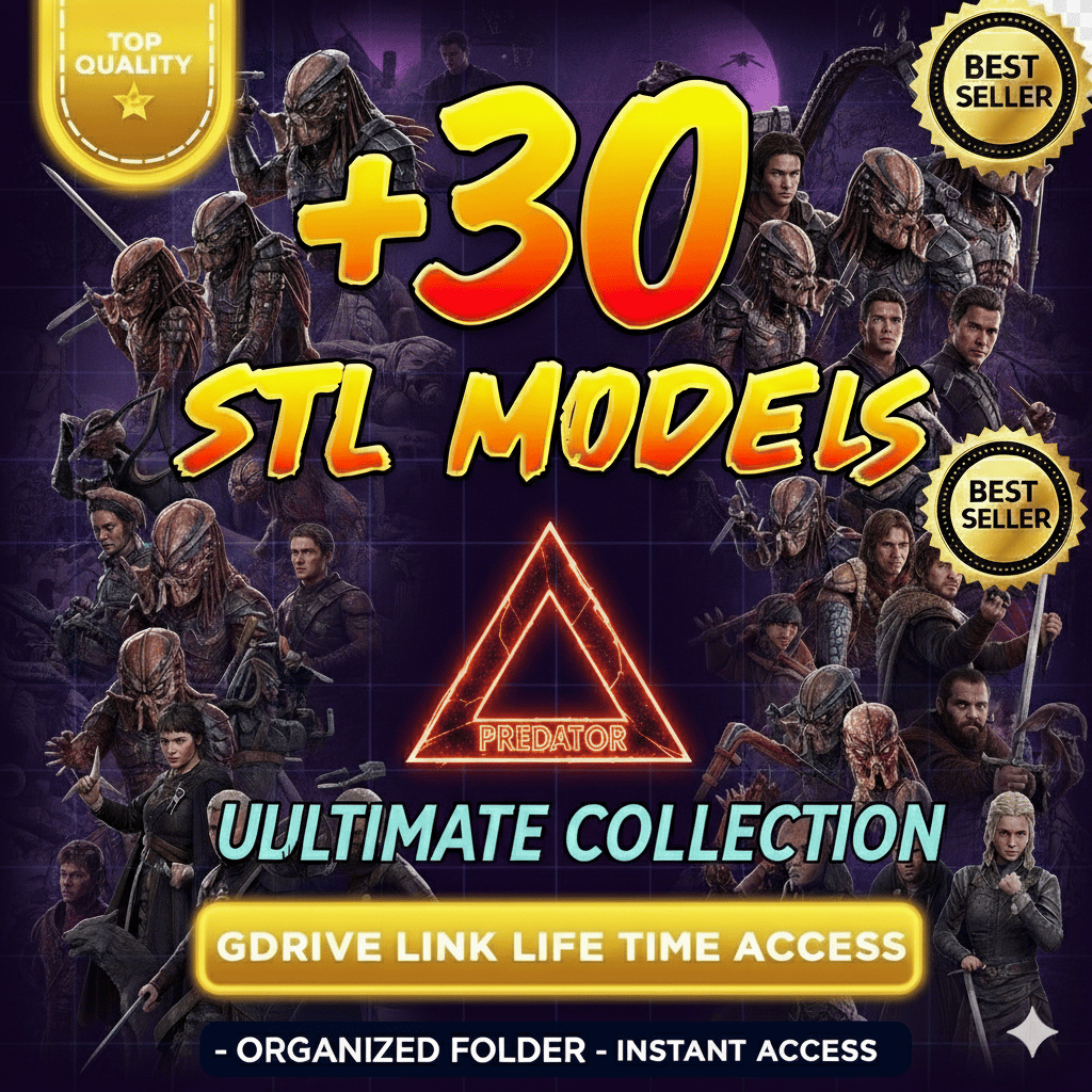 Predator STL Bundle – 30+ 3D printable Predator models, helmets and dioramas – Lifetime Google Drive access.