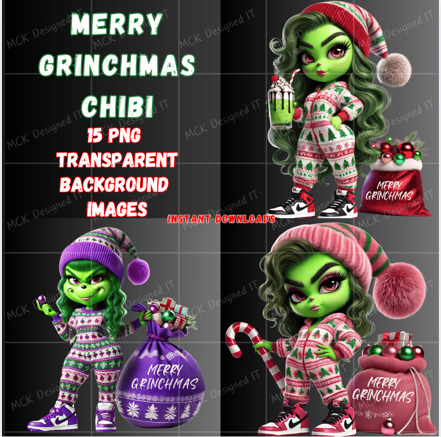 ๐ Merry Grinchmas Chibi PNG | Cute Grinch Girl Clipart | Whoville ...