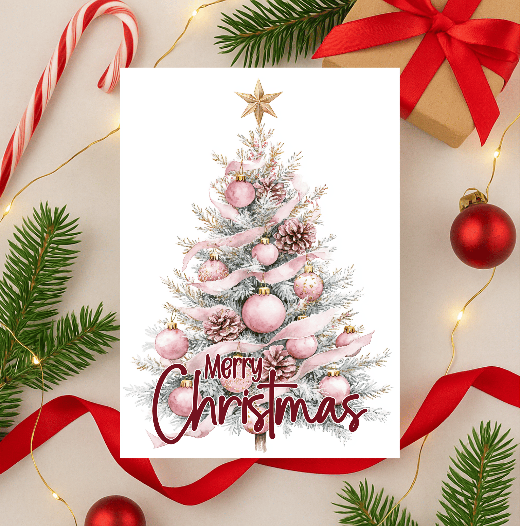 Foldable Snowflake Christmas Card | Printable 5x7 Holiday Greeting ...