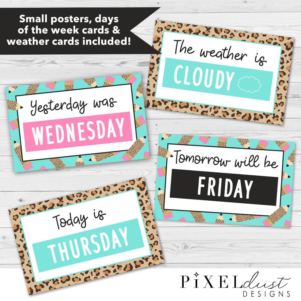 Leopard Print Calendar Set | Weather Kit | Classroom Decor | Bulletin Board