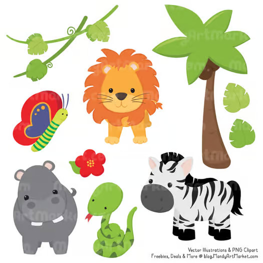 Wild Friends Cute Jungle Animals Clipart & Vectors