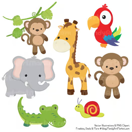 Wild Friends Cute Jungle Animals Clipart & Vectors