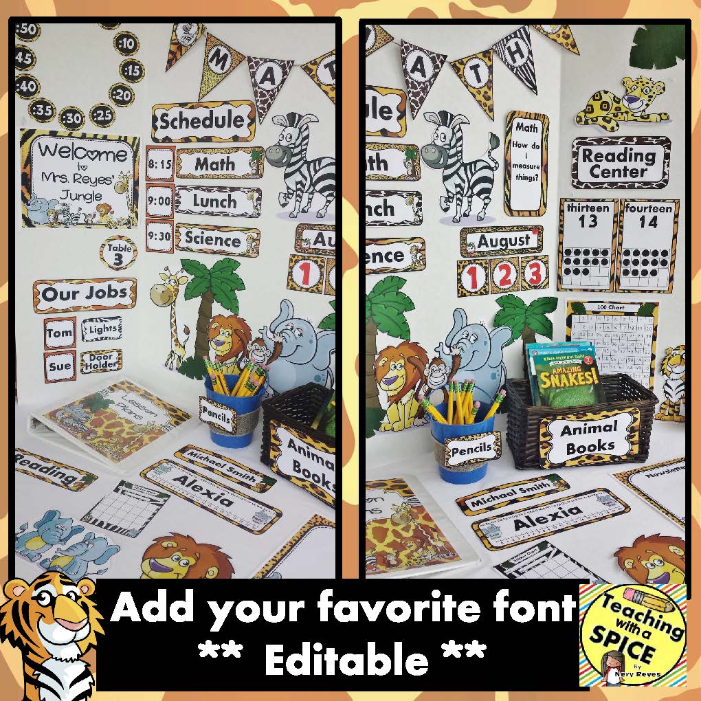 Jungle Zoo Classroom Themes Decor Bundles EDITABLE
