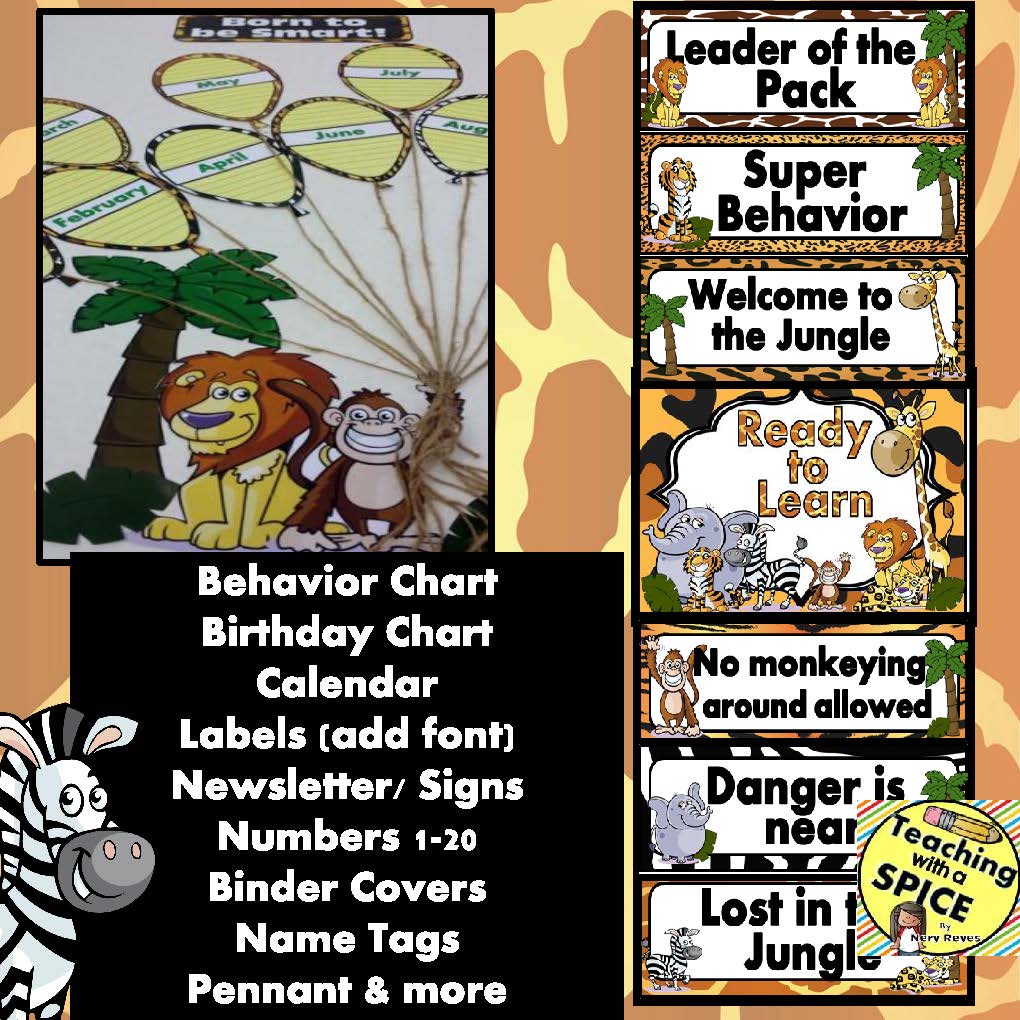 Jungle Zoo Classroom Themes Decor Bundles EDITABLE