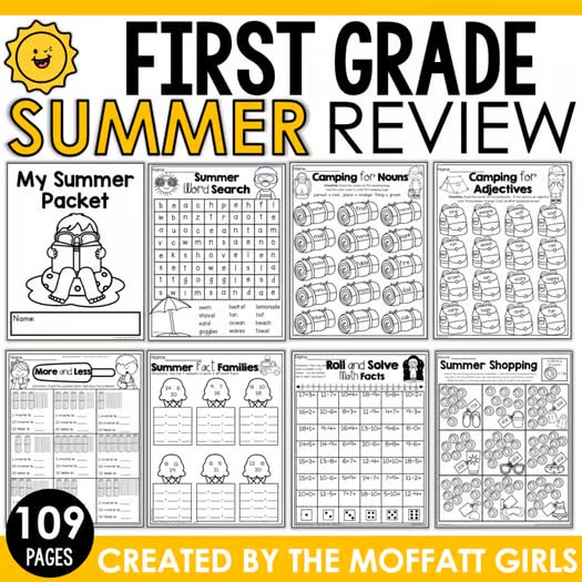 Summer Packet End of Year Activities 1st Grade Worksheets Craft Word Search Math