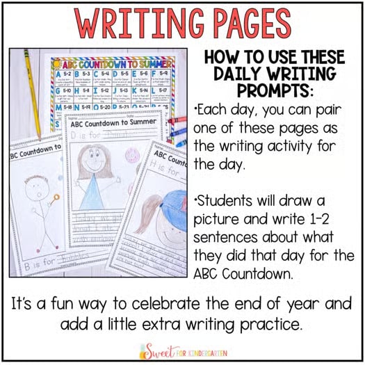Editable ABC Countdown to Summer Activity Calendar Writing Pages End of Year