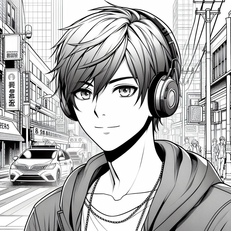 Young Man's Style on a City Street Coloring Pages