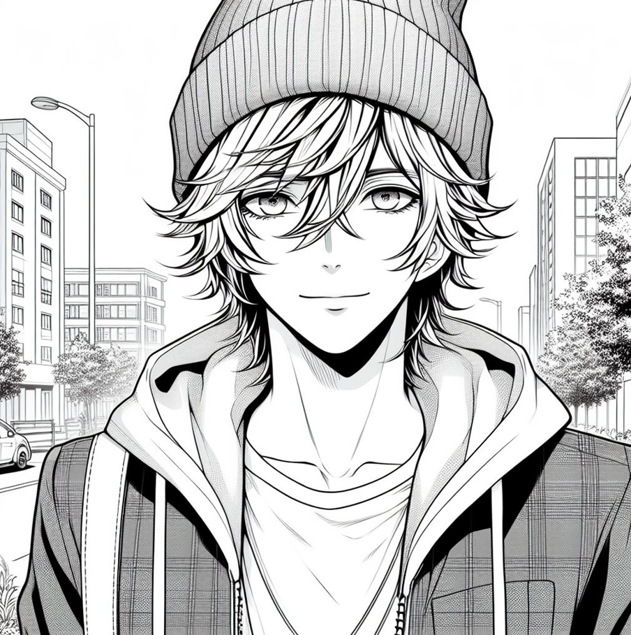 Young Man's Style on a City Street Coloring Pages